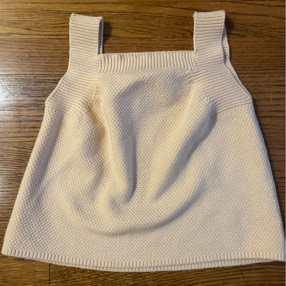 Cream Sweater Knit Sleeveless Tank Crop Top